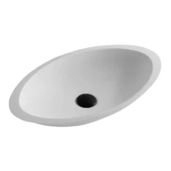 Karran Quattro 23" x 13.25" Oval Vessel Acrylic Solid Surface ADA Bathroom Sink, White, QM160WH