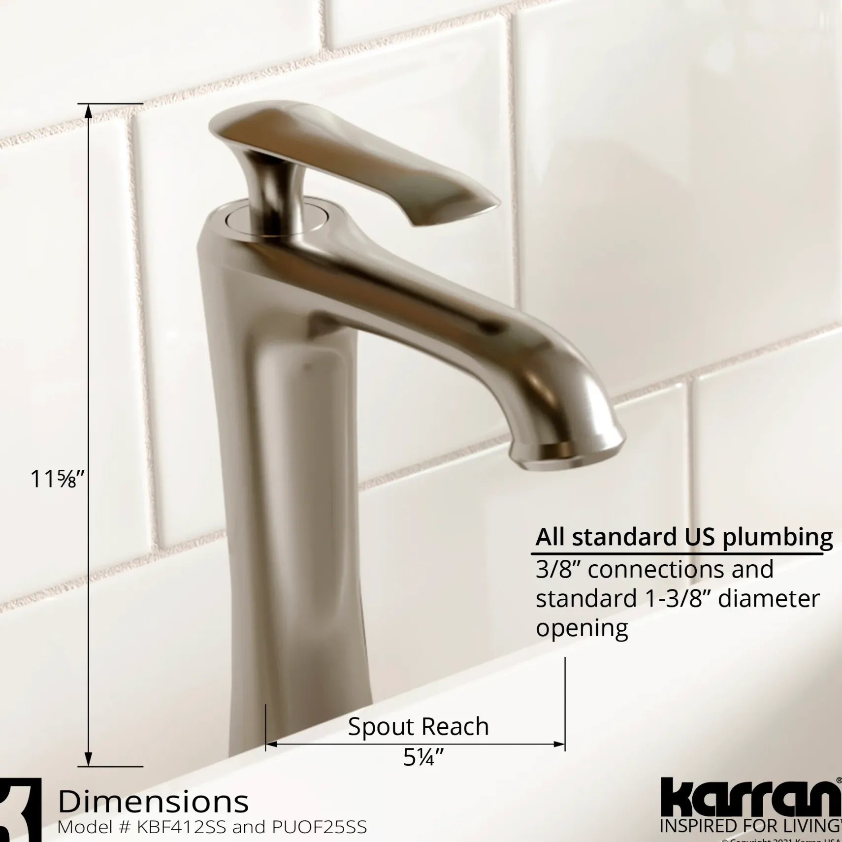 Karran Quattro 20.625" x 17" Oval Vessel Acrylic Solid Surface ADA Bathroom Sink with Stainless Steel Faucet and Accessories, White, QM164WH412SS