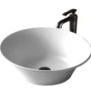 Karran Quattro 20.625" x 17" Oval Vessel Acrylic Solid Surface ADA Bathroom Sink with Matte Black Faucet and Accessories, White, QM164WH412MB