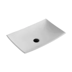 Karran Quattro 25.25" x 15.5" Rectangular Vessel Acrylic Solid Surface ADA Bathroom Sink, White, QM170WH