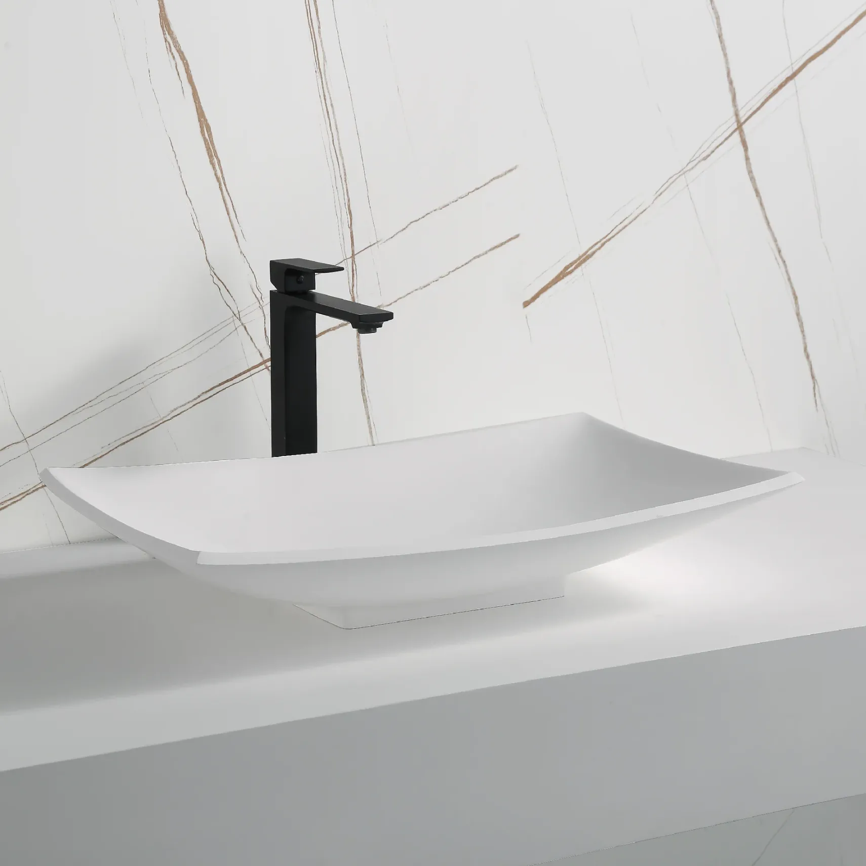 Karran Quattro 25.25" x 15.5" Rectangular Vessel Acrylic Solid Surface ADA Bathroom Sink, White, QM170WH