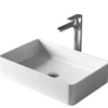 Karran Quattro 21.25" x 13.75" Rectangular Vessel Acrylic Solid Surface ADA Bathroom Sink with Stainless Steel Faucet and Accessories, White, QM176WH422SS
