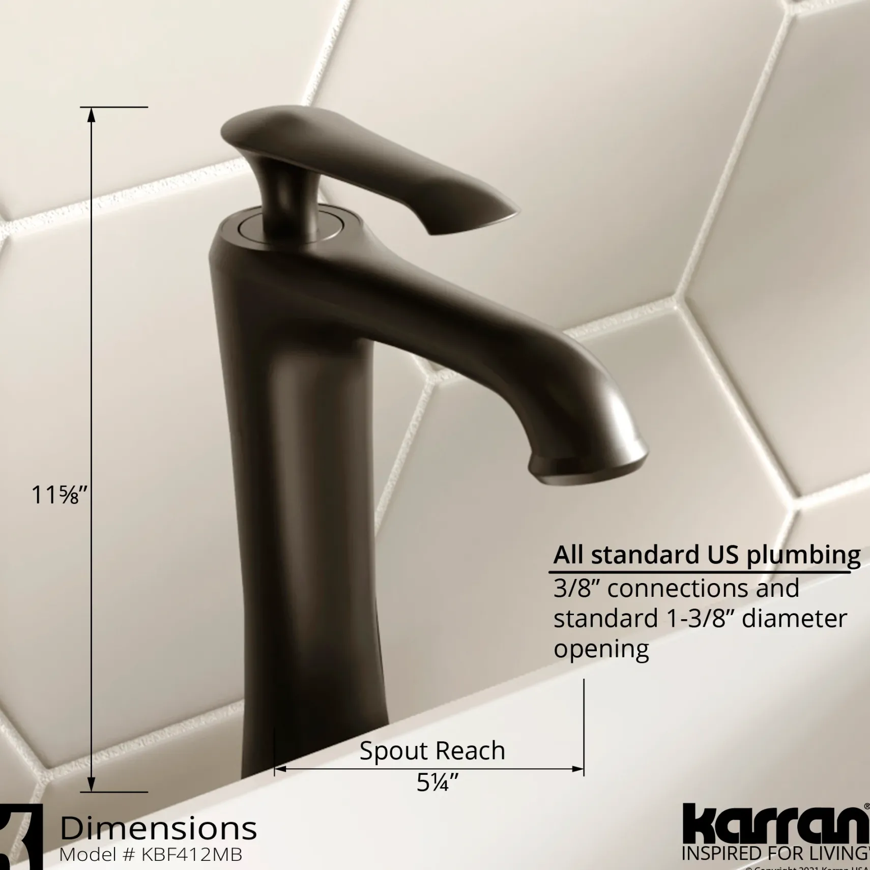Karran Quattro 19.25" x 19.25" Round Vessel Acrylic Solid Surface ADA Bathroom Sink with Matte Black Faucet and Accessories, White, QM162WH412MB