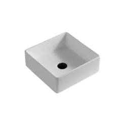 Karran Quattro 14.5" x 14.5" Square Vessel Acrylic Solid Surface ADA Bathroom Sink, White, QM174WH