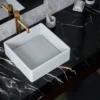 Karran Quattro 14.5" x 14.5" Square Vessel Acrylic Solid Surface ADA Bathroom Sink, White, QM175WH
