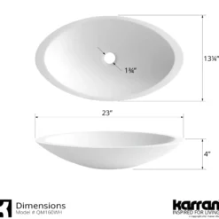 Karran Quattro Oval ADA Bathroom Vessel Sink with Matte Black Faucet and Accessories
