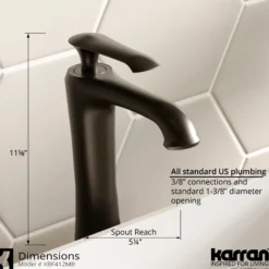 Karran Quattro Oval ADA Bathroom Vessel Sink with Matte Black Faucet and Accessories