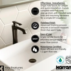Karran Quattro Oval ADA Bathroom Vessel Sink with Matte Black Faucet and Accessories