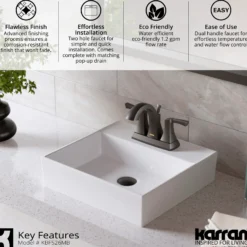 Karran Randburg 1.2 GPM Double Lever Handle Lead-free Brass ADA Bathroom Faucet, Centerset, Matte Black, KBF526MB