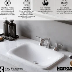 Karran Randburg 1.2 GPM Double Lever Handle Lead-free Brass ADA Bathroom Faucet, Widespread, Chrome, KBF524C