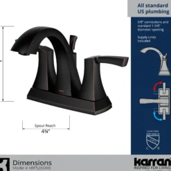 Karran Randburg 1.2 GPM Double Lever Handle Lead-free Brass ADA Bathroom Faucet, Centerset, Oil Rubbed Bronze, KBF526ORB
