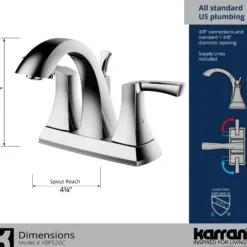 Karran Randburg 1.2 GPM Double Lever Handle Lead-free Brass ADA Bathroom Faucet, Centerset, Chrome, KBF526C