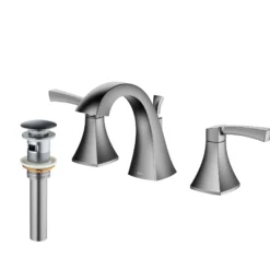 Karran Randburg 1.2 GPM Double Lever Handle Lead-free Brass ADA Bathroom Faucet, Widespread, Stainless Steel, KBF524SS