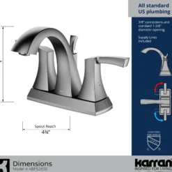 Karran Randburg 1.2 GPM Double Lever Handle Lead-free Brass ADA Bathroom Faucet, Centerset, Stainless Steel, KBF526SS