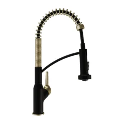 Karran Scottsdale 1.8 GPM Single Lever Handle Lead-free Brass ADA Kitchen Faucet, Pull-Down, Matte Black & Spot-Free Brushed Gold, KKF210MBSFBG
