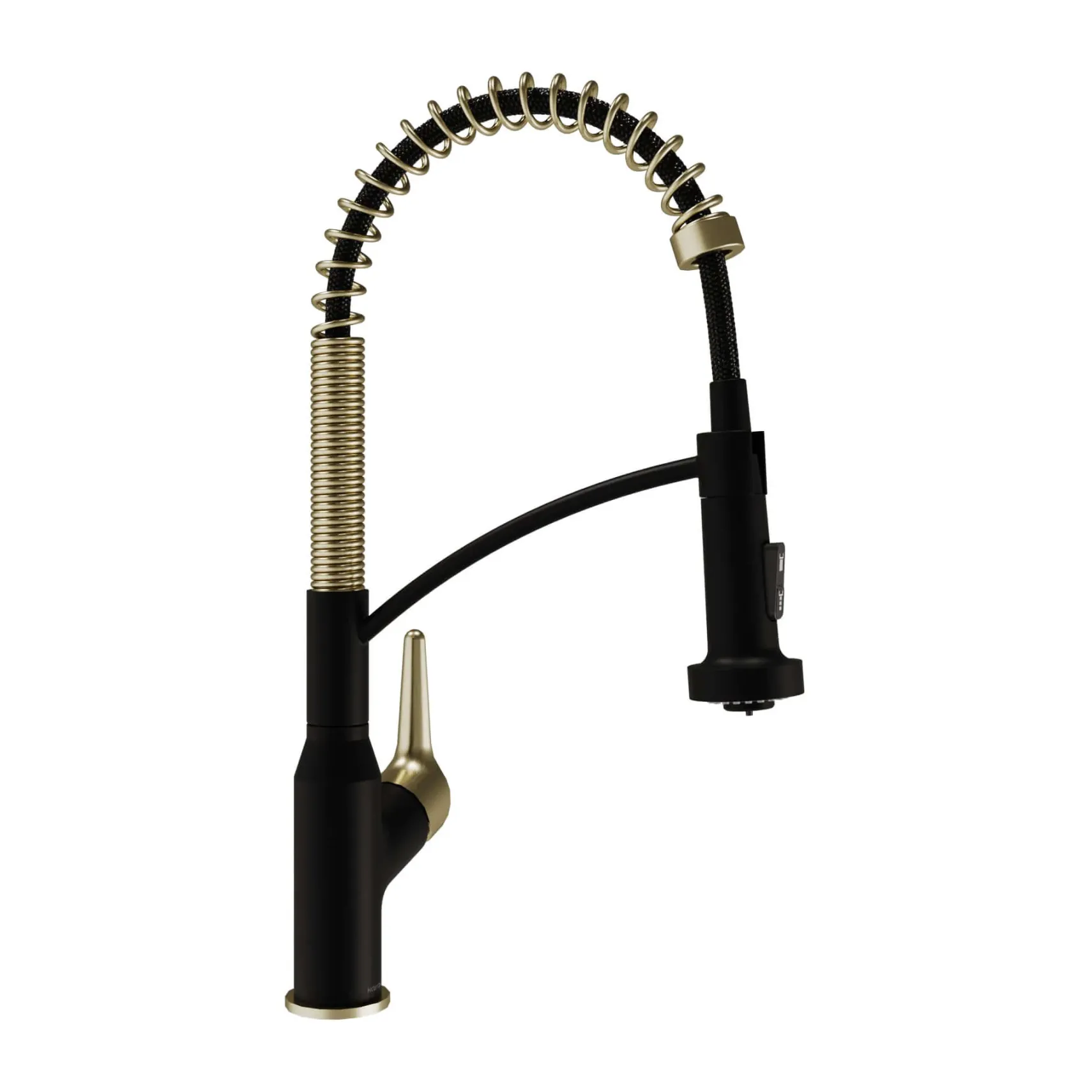 Karran Scottsdale 1.8 GPM Single Lever Handle Lead-free Brass ADA Kitchen Faucet, Pull-Down, Matte Black & Spot-Free Brushed Gold, KKF210MBSFBG