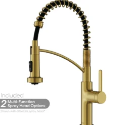 Karran Scottsdale 1.8 GPM Single Lever Lead-free Brass ADA Kitchen Faucet, Pull-Down, Spot-Free Brushed Gold, KKF740SFBG
