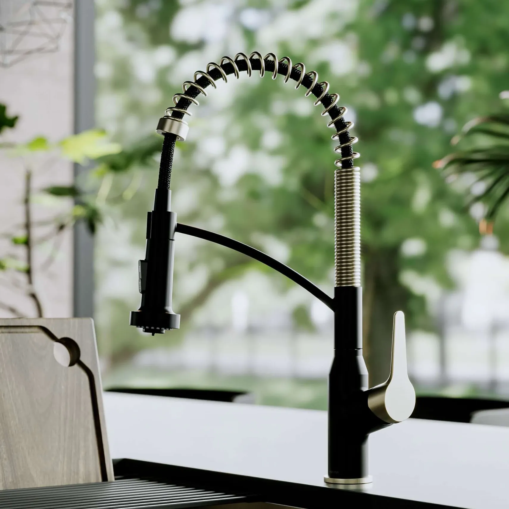 Karran Scottsdale 1.8 GPM Single Lever Handle Lead-free Brass ADA Kitchen Faucet, Pull-Down, Matte Black & Spot-Free Champagne Bronze, KKF210MBSFCB