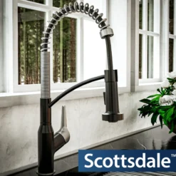 Karran Scottsdale 1.8 GPM Single Lever Handle Lead-free Brass ADA Kitchen Faucet, Pull-Down, Matte Black & Stainless Steel, KKF210MBSS