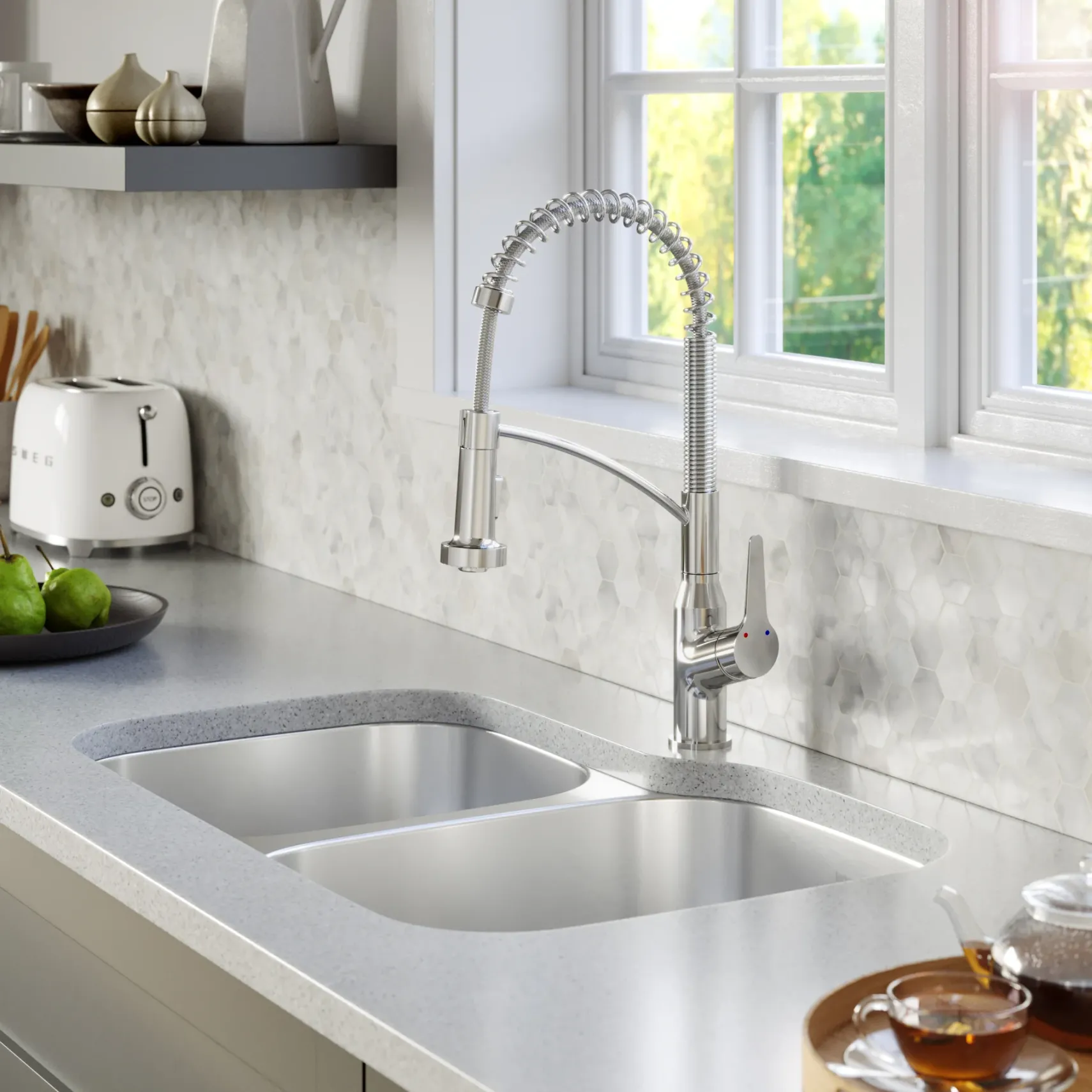 Karran Scottsdale 1.8 GPM Single Lever Handle Lead-free Brass ADA Kitchen Faucet, Pull-Down Kitchen, Chrome, KKF210SD35C