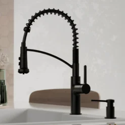 Karran Scottsdale 1.8 GPM Single Lever Lead-free Brass ADA Kitchen Faucet, Pull-Down, Matte Black, KKF740MB