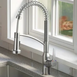 Karran Scottsdale 1.8 GPM Single Lever Handle Lead-free Brass ADA Kitchen Faucet, Pull-Down Kitchen, Stainless Steel, KKF210SD35SS