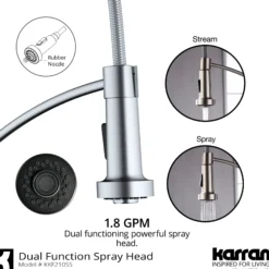 Karran Scottsdale 1.8 GPM Single Lever Handle Lead-free Brass ADA Kitchen Faucet, Pull-Down Kitchen, Stainless Steel, KKF210SD35SS