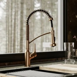 Karran Scottsdale 1.8 GPM Single Lever Handle Lead-free Brass ADA Kitchen Faucet, Pull-Down, Brushed Copper, KKF210BC