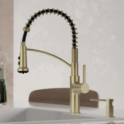 Karran Scottsdale 1.8 GPM Single Lever Lead-free Brass ADA Kitchen Faucet, Pull-Down, Spot-Free Champagne Bronze, KKF740SFCB