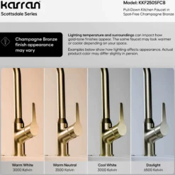 Karran Scottsdale 1.8 GPM Single Lever Handle Lead-free Brass ADA Kitchen Faucet, Pull-Down, Spot-Free Champagne Bronze, KKF250SFCB