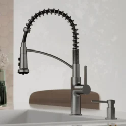 Karran Scottsdale 1.8 GPM Single Lever Lead-free Brass ADA Kitchen Faucet, Pull-Down, Spot-Free Gunmetal Grey, KKF740SFGG
