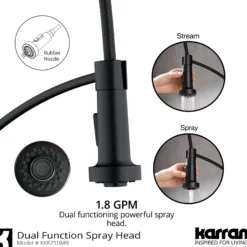 Karran Scottsdale 1.8 GPM Single Lever Handle Lead-free Brass ADA Kitchen Faucet, Pull-Down Kitchen, Matte Black, KKF210SD35MB