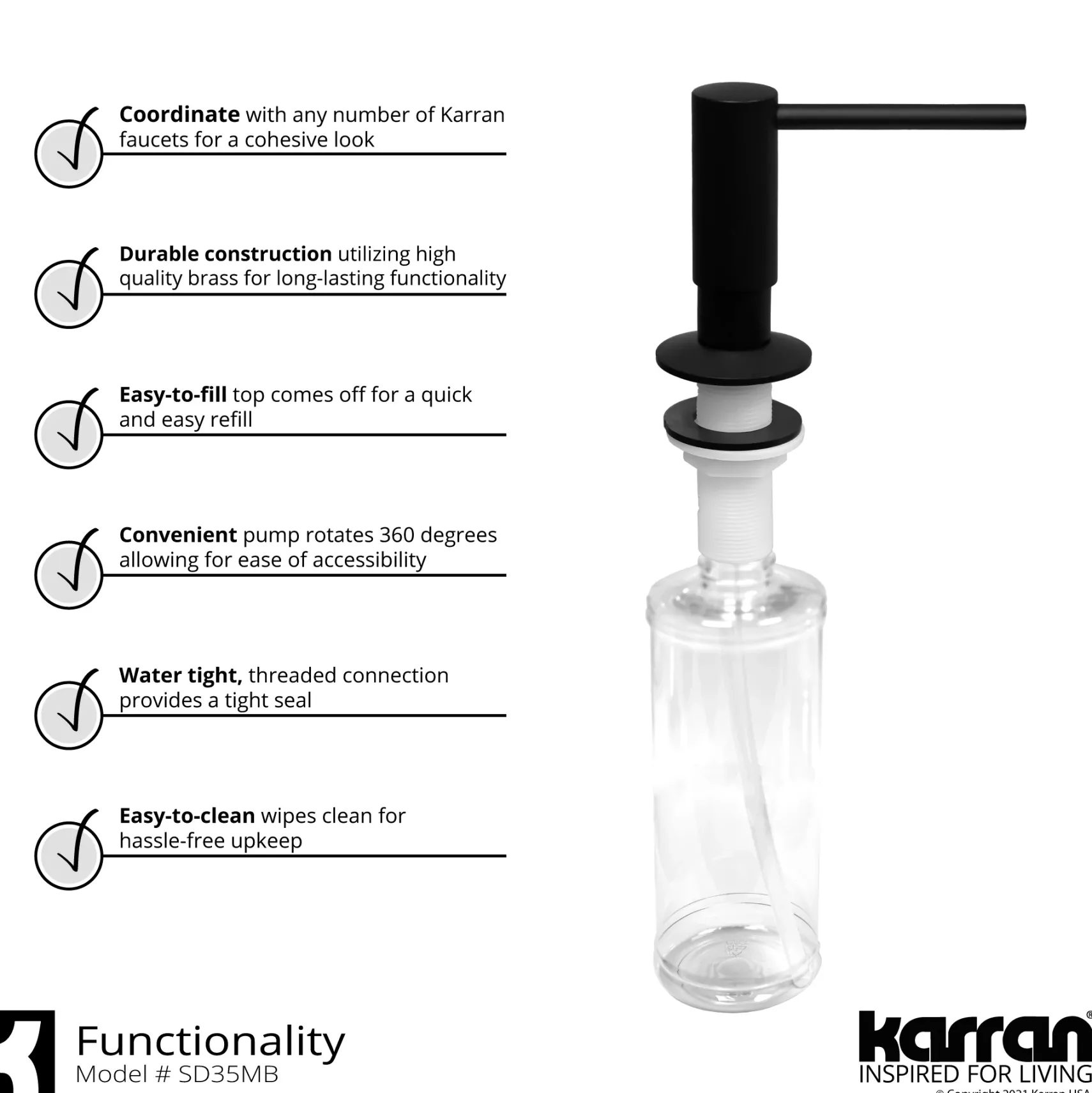 Karran Scottsdale 1.8 GPM Single Lever Handle Lead-free Brass ADA Kitchen Faucet, Pull-Down Kitchen, Matte Black, KKF210SD35MB
