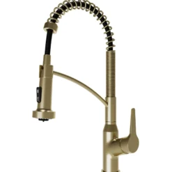 Karran Scottsdale 1.8 GPM Single Lever Handle Lead-free Brass ADA Kitchen Faucet, Pull-Down, Spot-Free Brushed Gold, KKF210SFBG