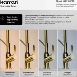 Karran Scottsdale 1.8 GPM Single Lever Handle Lead-free Brass ADA Kitchen Faucet, Pull-Down, Spot-Free Brushed Gold, KKF210SFBG