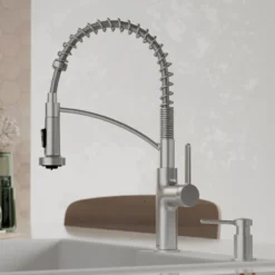 Karran Scottsdale 1.8 GPM Single Lever Lead-free Brass ADA Kitchen Faucet, Pull-Down, Spot Free Stainless Steel, KKF740SFSS