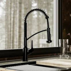 Karran Scottsdale Single Lever Handle Lead-free Brass ADA Kitchen Faucet, Pull Down, Matte Black, KKF210MB