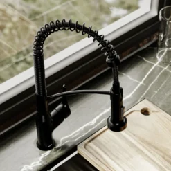 Karran Scottsdale Single Lever Handle Lead-free Brass ADA Kitchen Faucet, Pull Down, Matte Black, KKF210MB