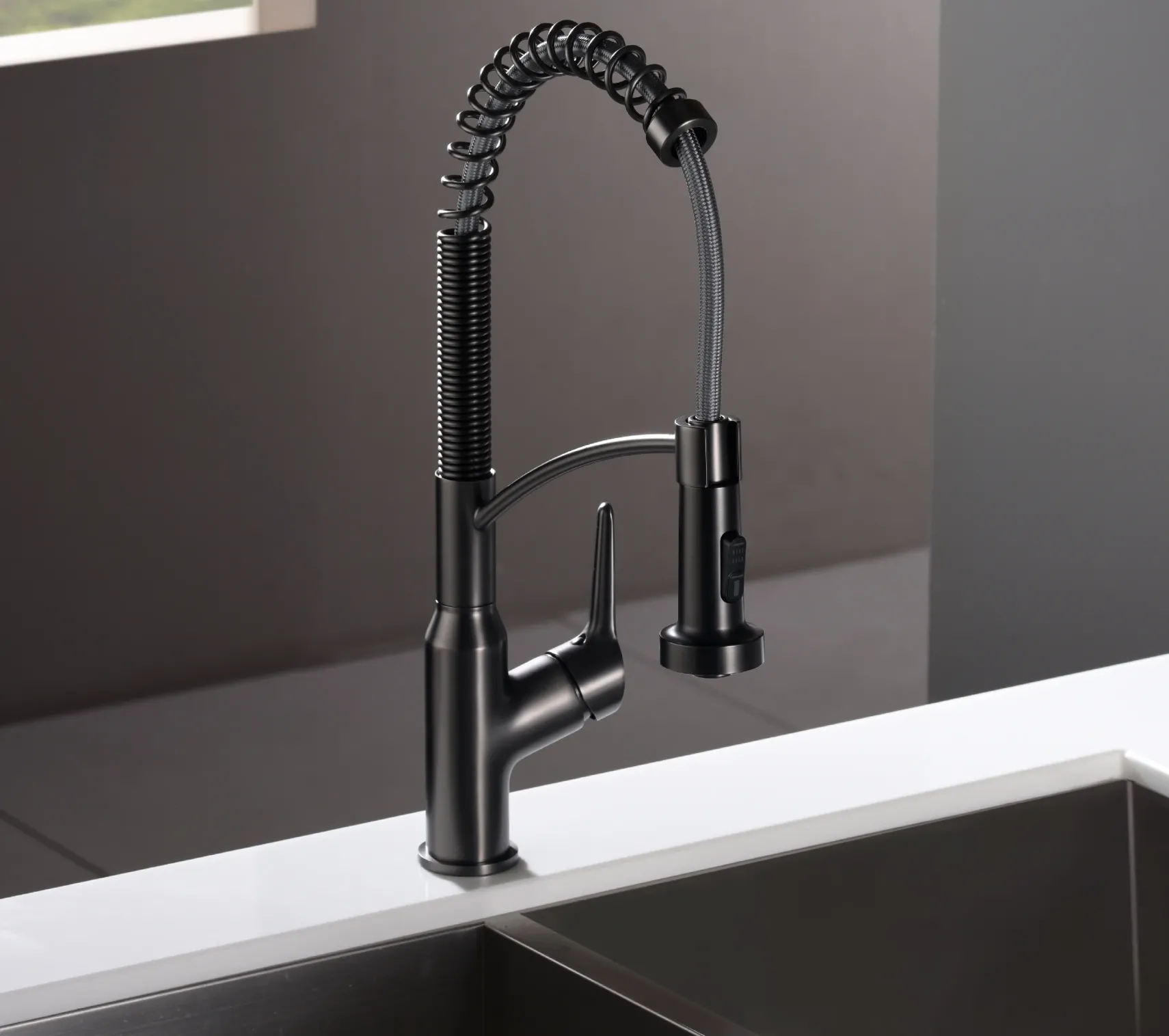 Karran Scottsdale Single Lever Handle Lead-free Brass ADA Kitchen Faucet, Pull Down, Gun Metal Grey, KKF210GG