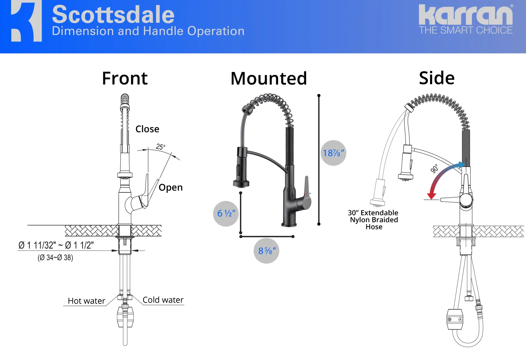Karran Scottsdale Single Lever Handle Lead-free Brass ADA Kitchen Faucet, Pull Down, Gun Metal Grey, KKF210GG