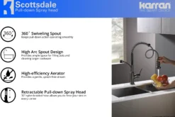 Karran Scottsdale Single Lever Handle Lead-free Brass ADA Kitchen Faucet, Pull Down, Gun Metal Grey, KKF210GG