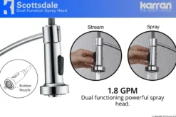 Karran Scottsdale Single Lever Handle Lead-free Brass ADA Kitchen Faucet, Pull Down, Chrome, KKF210C