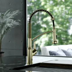 Karran Scottsdale Touchless Pull-Down Kitchen Faucet, Spot-Free Brushed Gold, Brass, KKF215SFBG