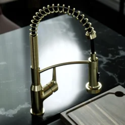 Karran Scottsdale Touchless Pull-Down Kitchen Faucet, Spot-Free Brushed Gold, Brass, KKF215SFBG