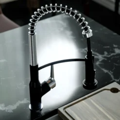 Karran Scottsdale Touchless Pull-Down Kitchen Faucet, Matte Black & Stainless Steel, Brass, KKF215MBSFSS