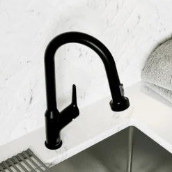 Karran Scottsdale Touchless Pull-Down Kitchen Faucet, Matte Black, Brass, KKF255MB