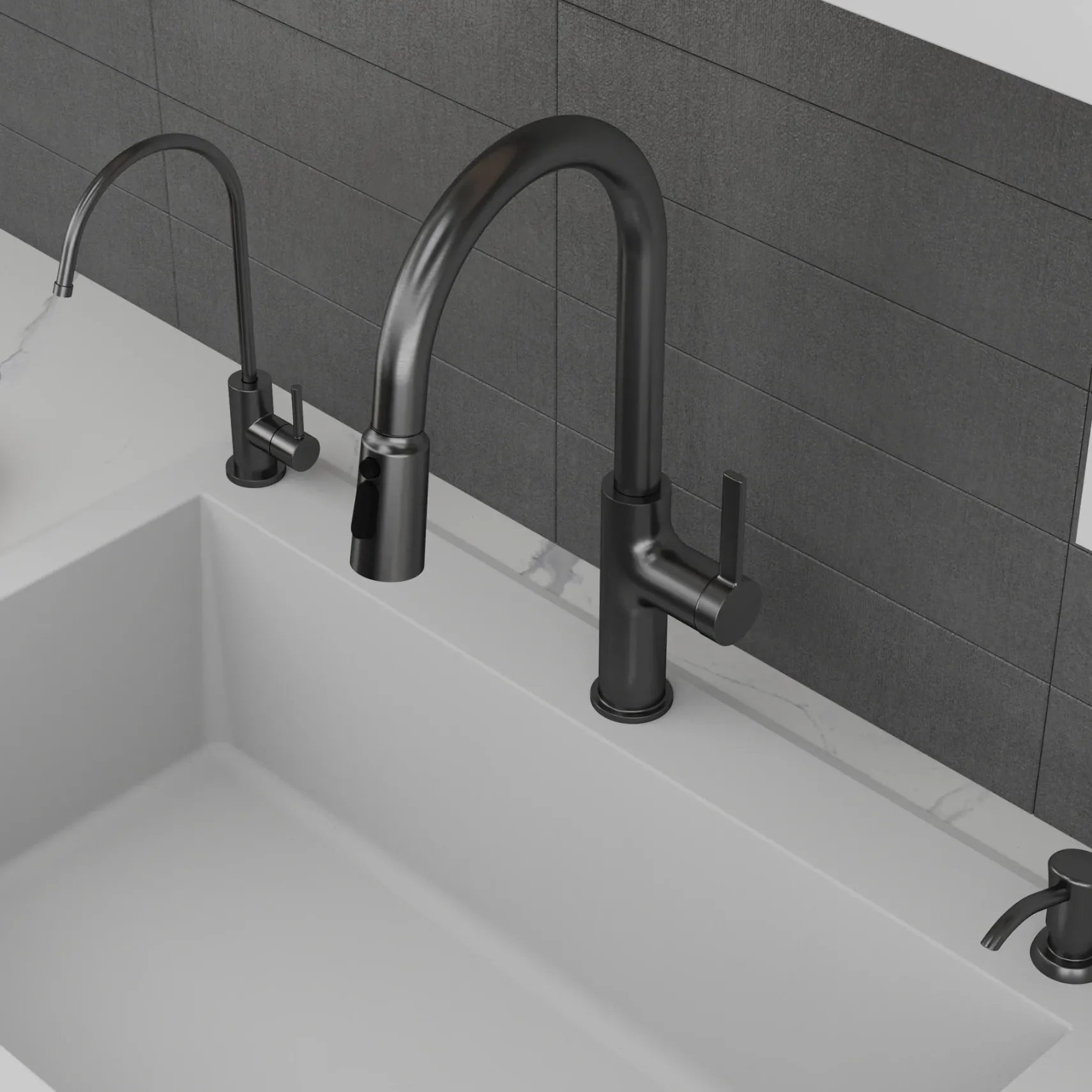 Karran Stalbridge 1.8 GPM Single Lever Lead-free Brass ADA Kitchen Faucet, Pull-Down, Spot-Free Gunmetal Grey, KKF720SFGG