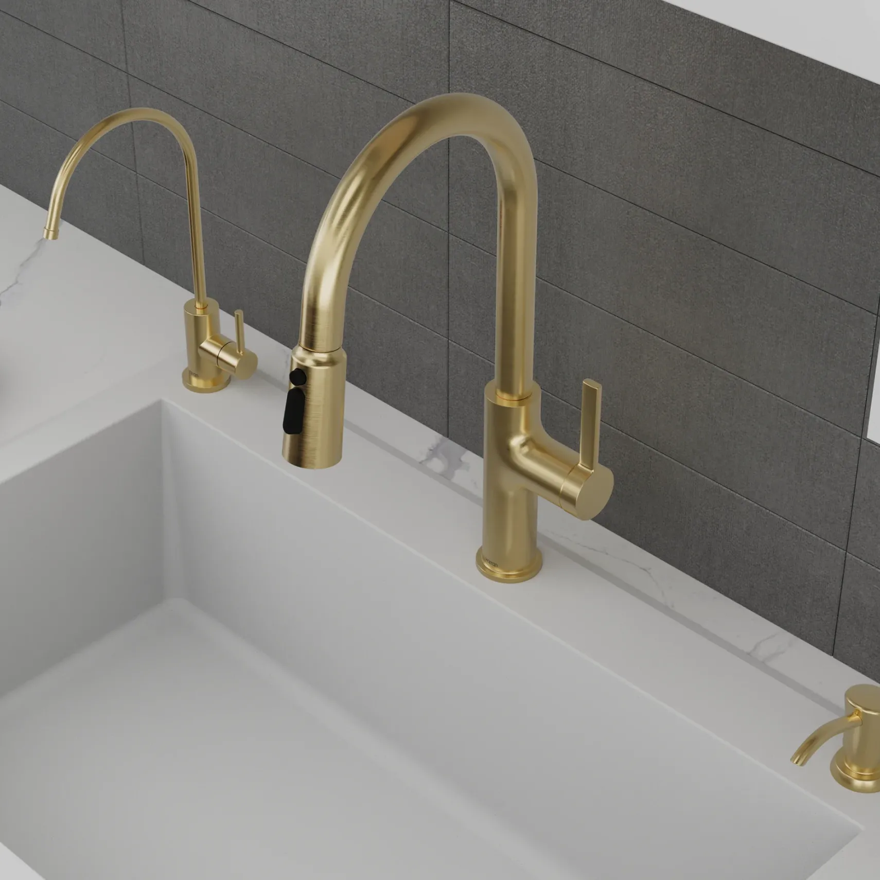 Karran Stalbridge 1.8 GPM Single Lever Lead-free Brass ADA Kitchen Faucet, Pull-Down, Spot-Free Champagne Bronze, KKF720SFCB