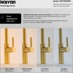 Karran Stalbridge 1.8 GPM Single Lever Lead-free Brass ADA Kitchen Faucet, Pull-Down, Spot-Free Brushed Gold, KKF720SFBG