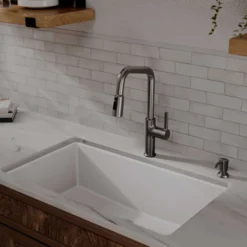 Karran Stalbridge 1.8 GPM Single Lever Lead-free Brass ADA Kitchen Faucet, Pull-Down, Spot-Free Gunmetal Grey, KKF710SFGG